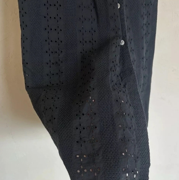 J. Crew Midi Button Up Front Eyelet 100% Cotton Black Dress Size 6 - Picture 8 of 11